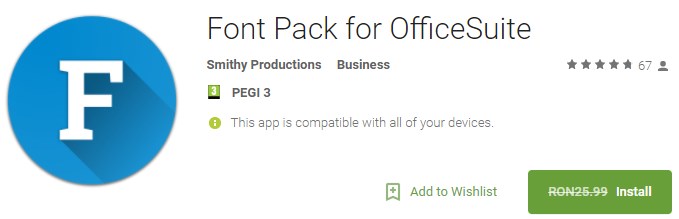 Font Pack for OfficeSuite Gratis
